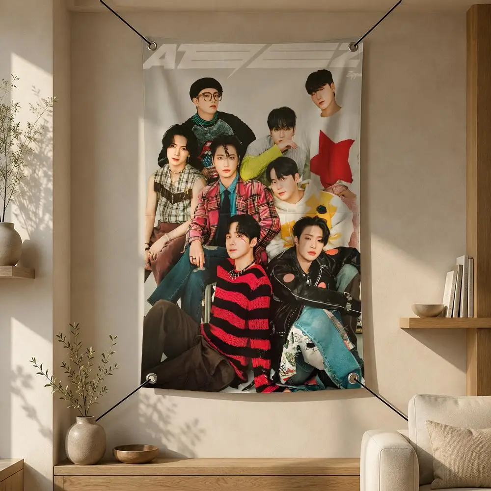 Kpop A-ATEEZ Flags Flag Banner Wall Hanging for Bedroom Dorm Room Home Bar Party Indoor Outdoor Wall Decor
