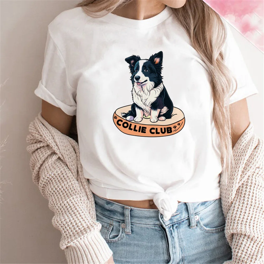 Border Collie Tee women anime summer comic tshirt female y2k comic clothing