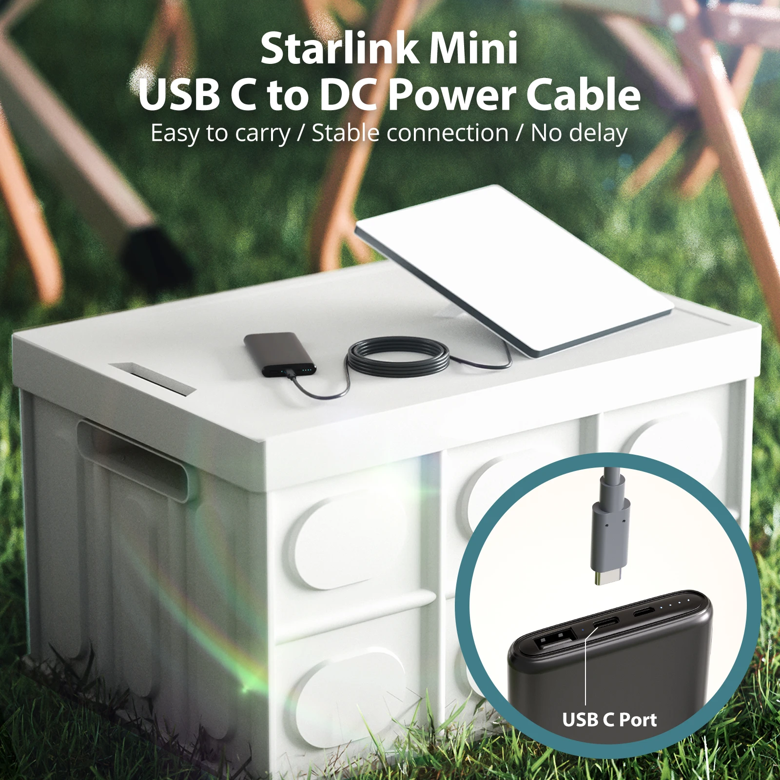 Fonken For StarLink Space-x Mini USBC To DC Cable 3/5m Waterproof Overload Short Circuit Protection SPX MINI Type-C To DC Cable