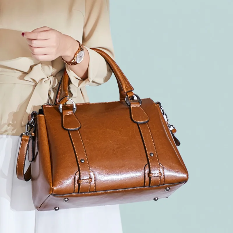 Oryginalna skórzana damska torebka na ramię typu crossbody torba z górnym uchwytem na co dzień projektant kobieta wosk olejny skóra bydlęca torba listonoszka