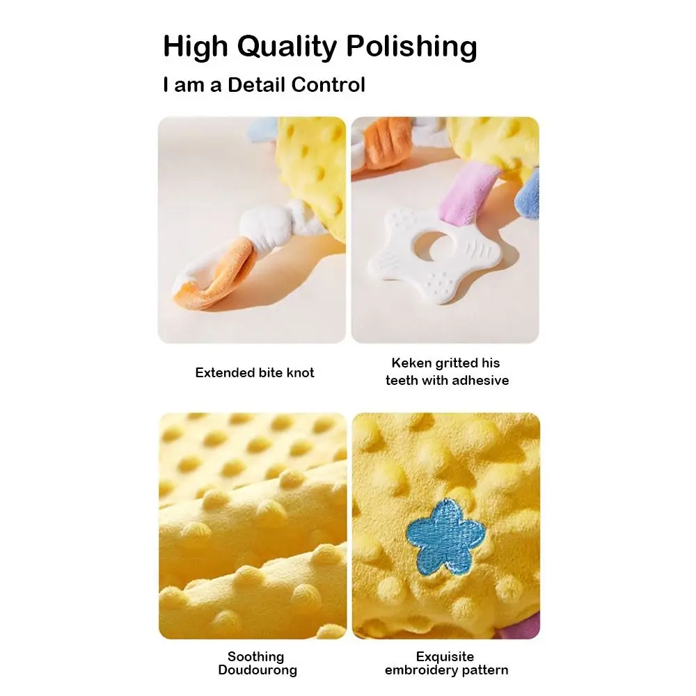 Bean Velvet Baby Soothers Toys With Teether Cute Animal Sleeping Toy Features Crinkle Sound Grippable Soothing Pillow for Infant