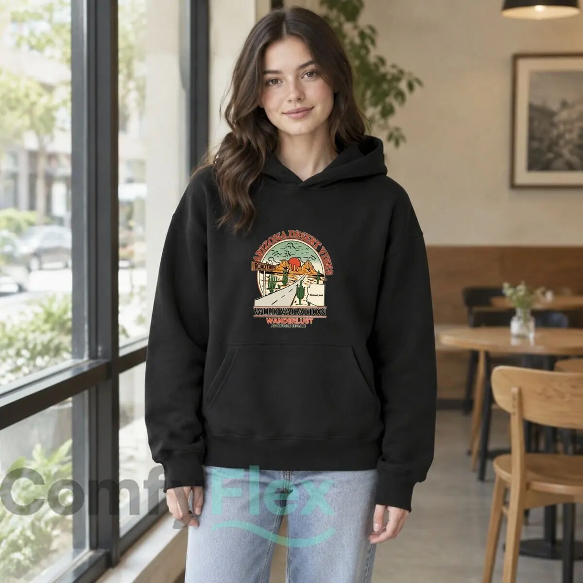 Arizona Desert Vibes Road Trip Wild Vacation Wanderlust Adventure Explore Autumn and winter hooded sweatshirts