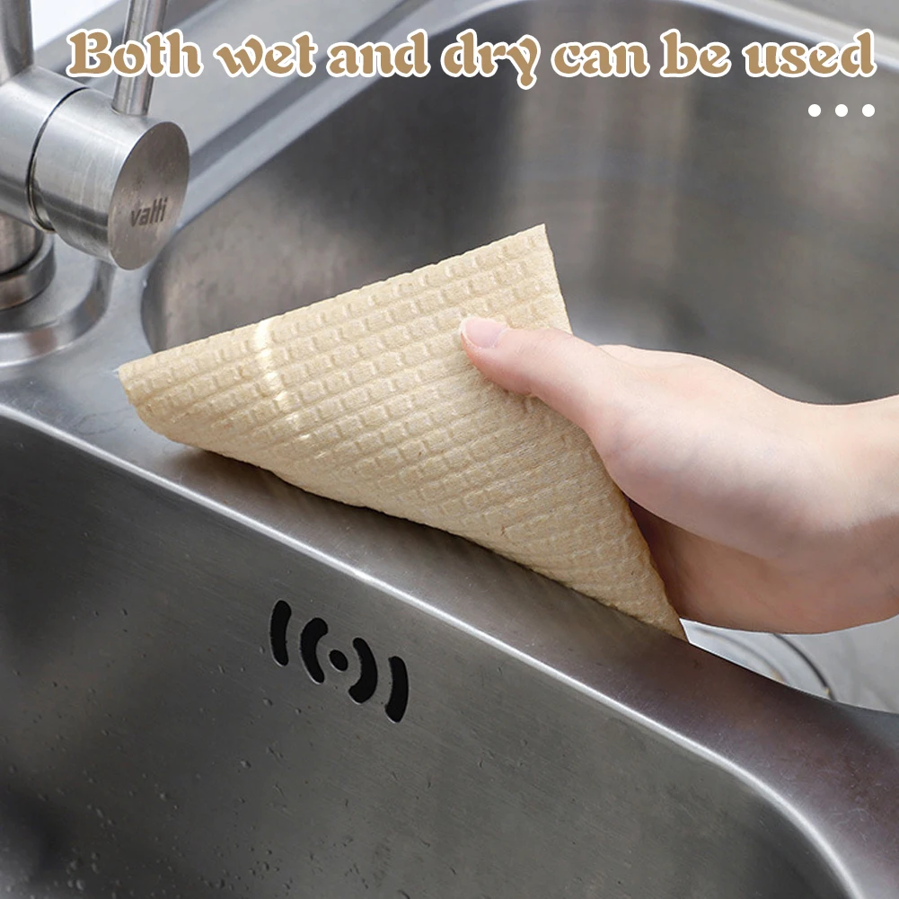 50pcs/Roll Disposable Dish Towel Soft Absorbent Scouring Pad Washcloth Rag Wet & Dry Cleaning Cloth Kitchen Cleaning Tool