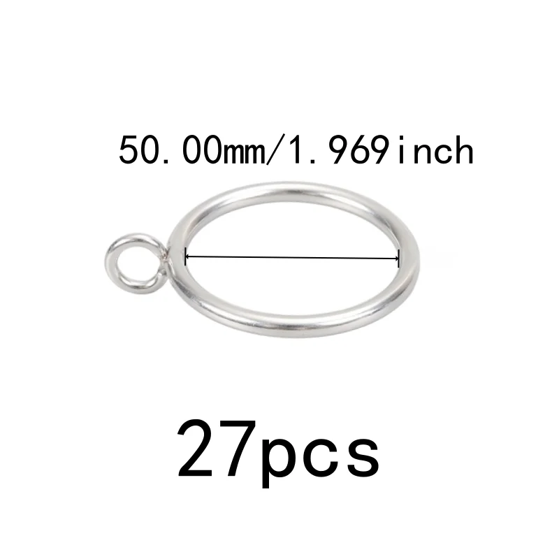 Rust Resistant Finish 50mm Eyelet Curtain Hangers 27 pcs, perfect for Home Fabric Hanging, Silver Iron Material