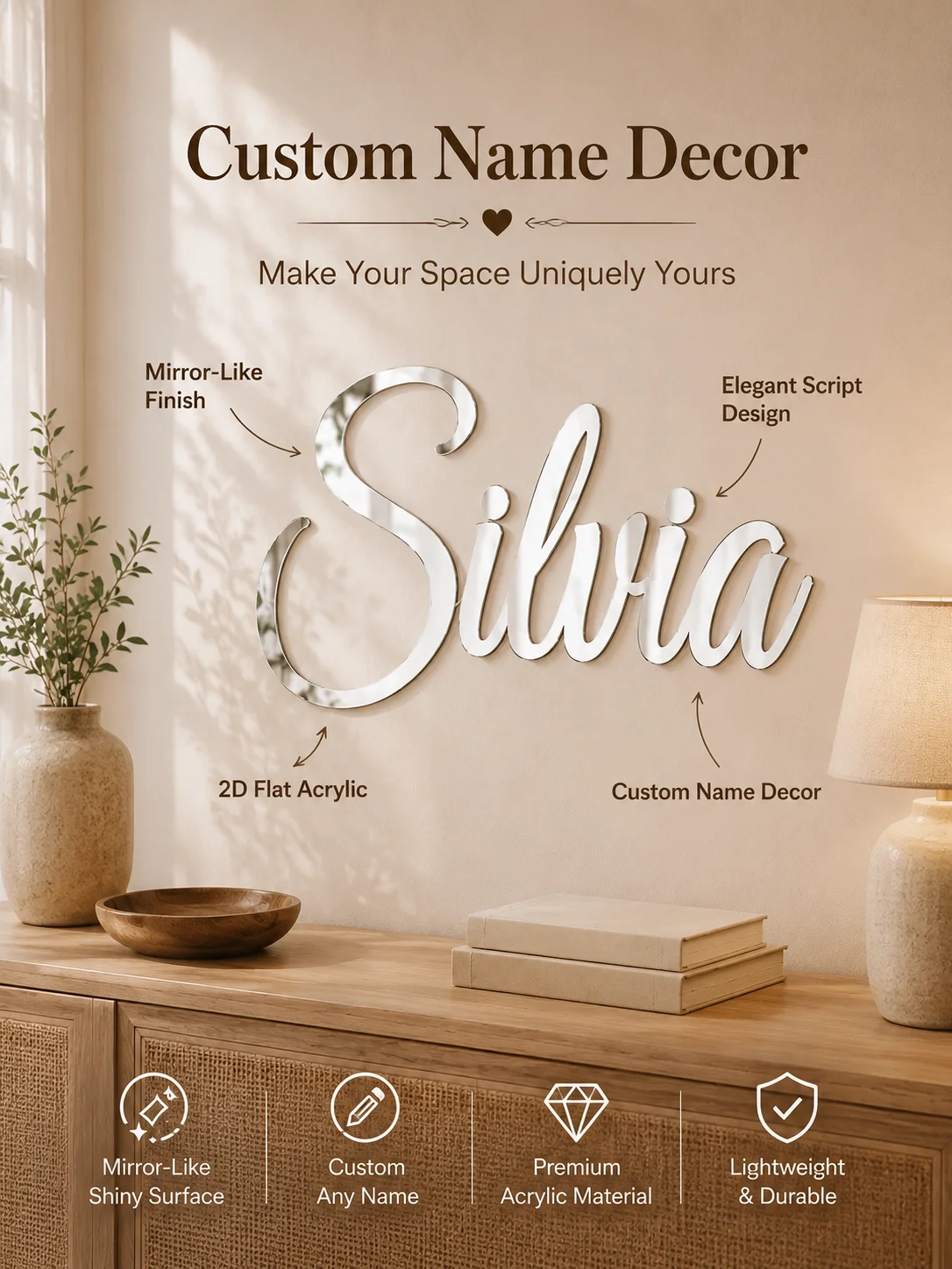 Customizable 5mm Thick Wooden  - Baby Nursery Name 评论和价格