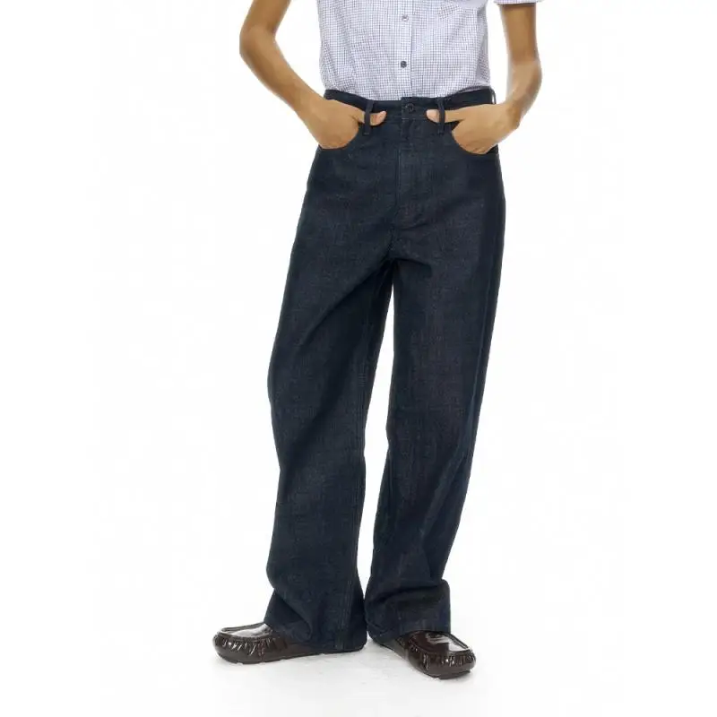 

Женские джинсы Maxdutti: минималистичные, ретро, с высокой талией, прямые, широкие штанины, джинсовые брюки, женская одежда