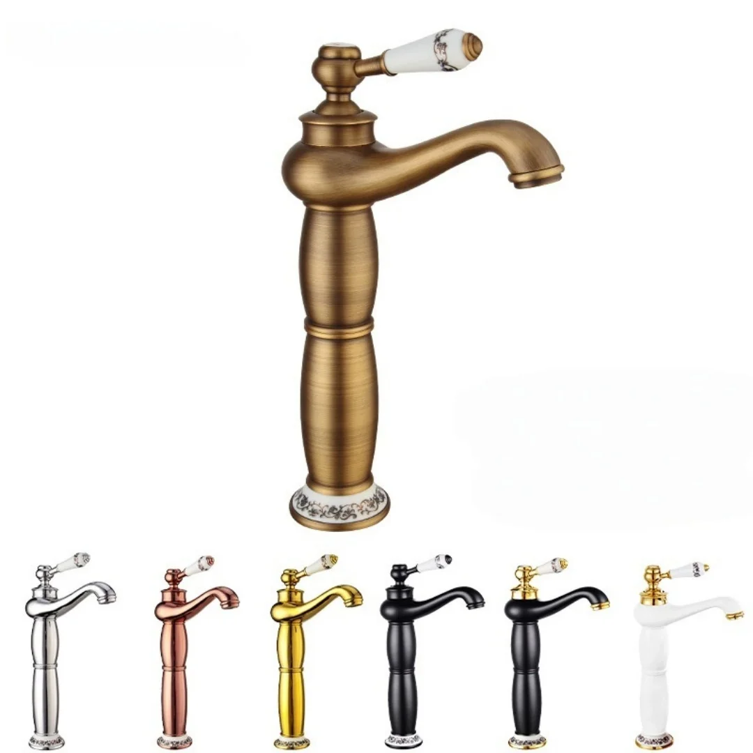 

Антикварный смеситель для раковины цвета розового золота, черный смеситель для умывальника, смеситель для раковины с горячей и холодной водой, белый смеситель для умывальника, водопроводный кран