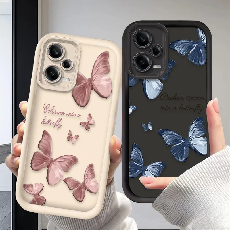 Retro Farfalla Cassa Del Telefono Per Xiaomi Redmi Nota 13 14 12 11 Pro Plus 5G 12S 11S 10S 10 9 Redmi 14C 13C 12C 12 4G A3 A3X copertura