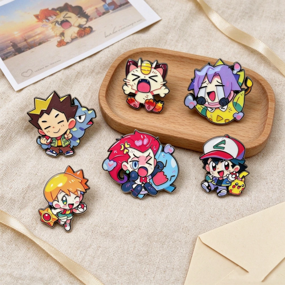 6 Stück niedliche Chibi-Cartoon-Charakter-Emaille-Anstecker, lustige Metall-Reversnadeln, Halloween-Geschenk zur Dekoration von Rucksäcken und Kleidung – Detail 4
