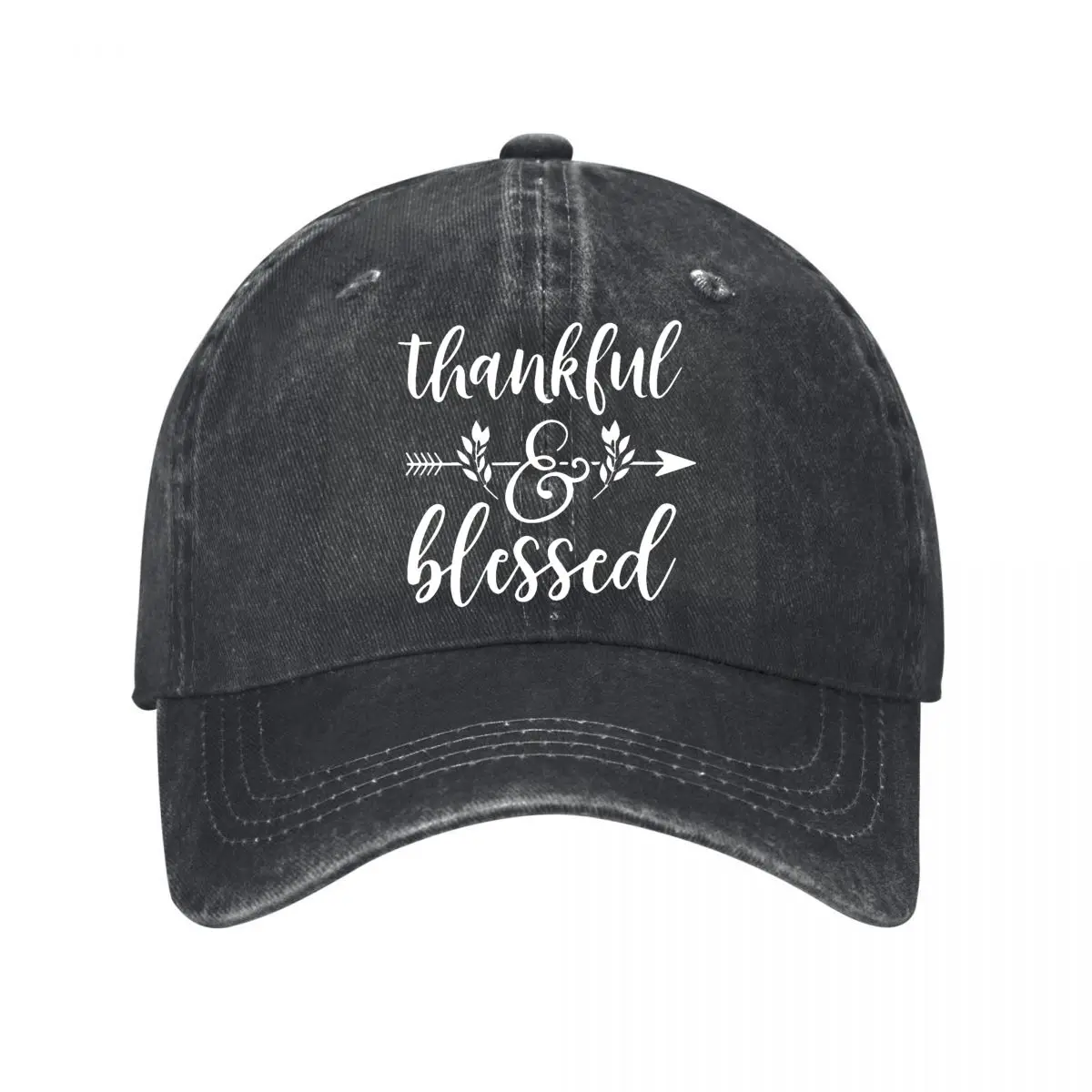 Thankful Blessed Floral Arrow Minimalist Typography New Vintage Washed Cotton Baseball Cap Sun Hats