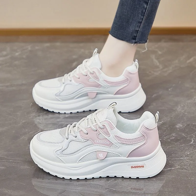 Mesh Breathable Sports Shoes for Women 2026 New Spring Dad Shoes, Lightweight and Soft Soled Running White Shoes view 3