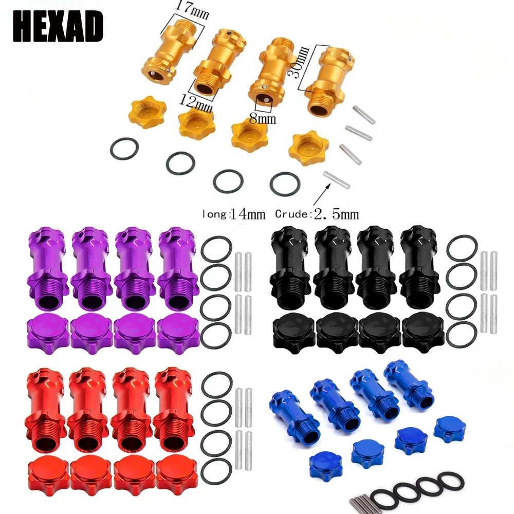 Metals 17mm Wheel Hex 30mm Longer Enhanced Mount Adapter Cover Hub for 1/8 HSP Scale Monster Truck Truggy RC Spare Parts