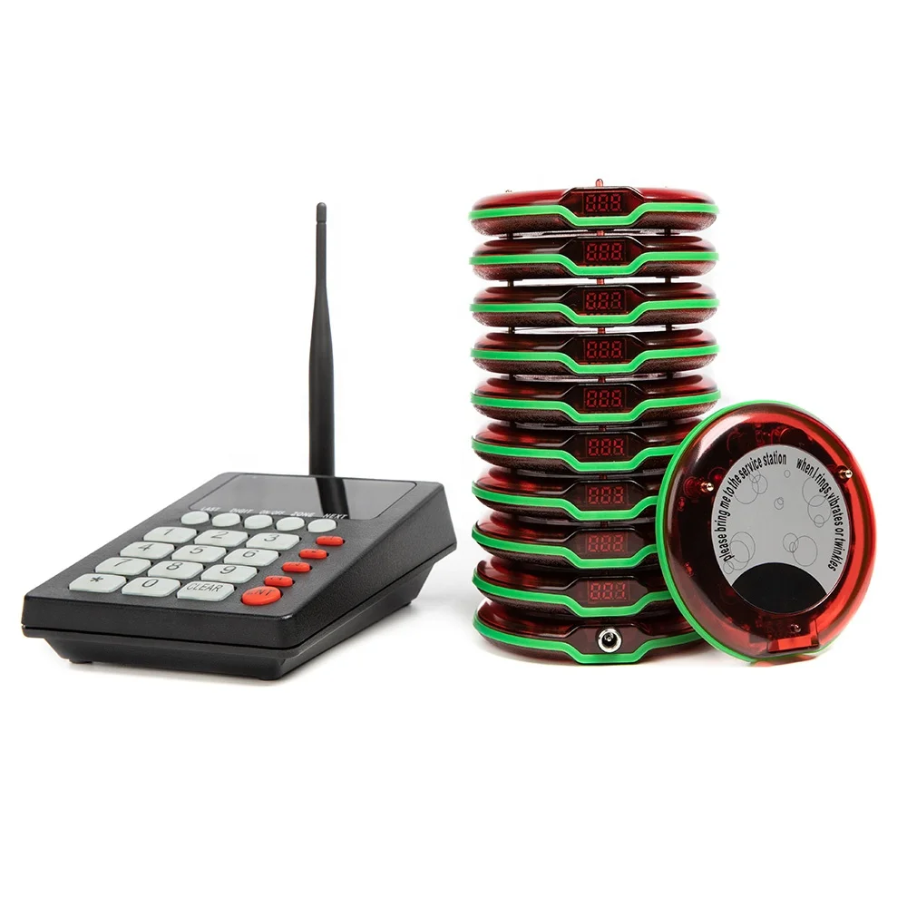 Long Range Wireless Coaster Pager System, Table Call Buttons for Fast Food Restaurant Cafe