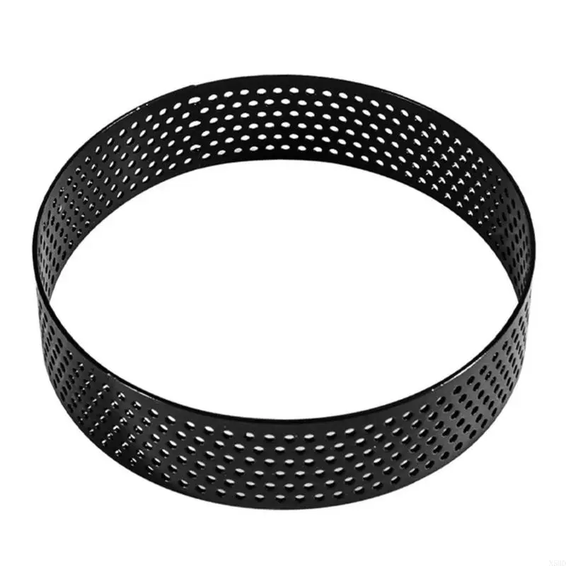 12Pieces Perforated Tart Rings Baking Molds Stainless Steel Texture Suitable for Pastry Mousse Cakes and Desserts N58D