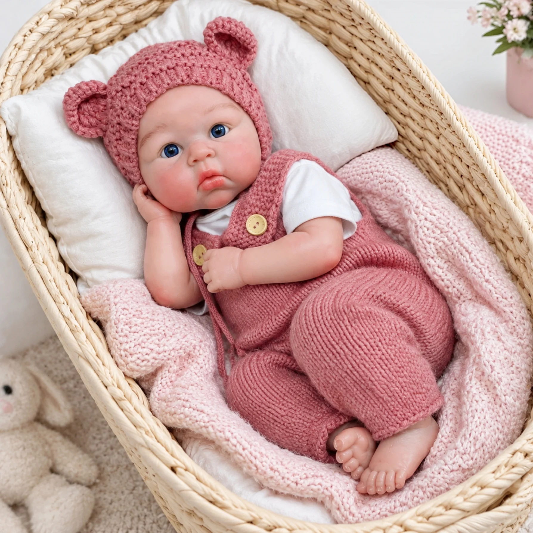 Open Eyes 45CM Silicone Doll Painted Skin New Design Open Mouth Ultra-Soft reborn de silicona doll Ideal As Christmas Gift