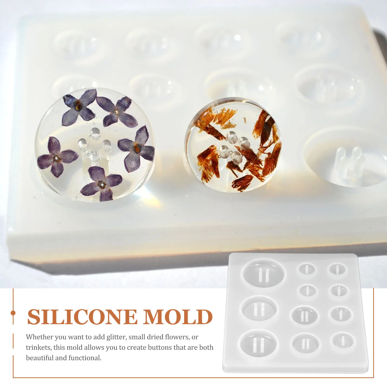 

3pcs Button Silicone Mold Luggage Clothes Making Molds Craft Resin Epoxy Diy Reusable Round Decorative Molding Trays For