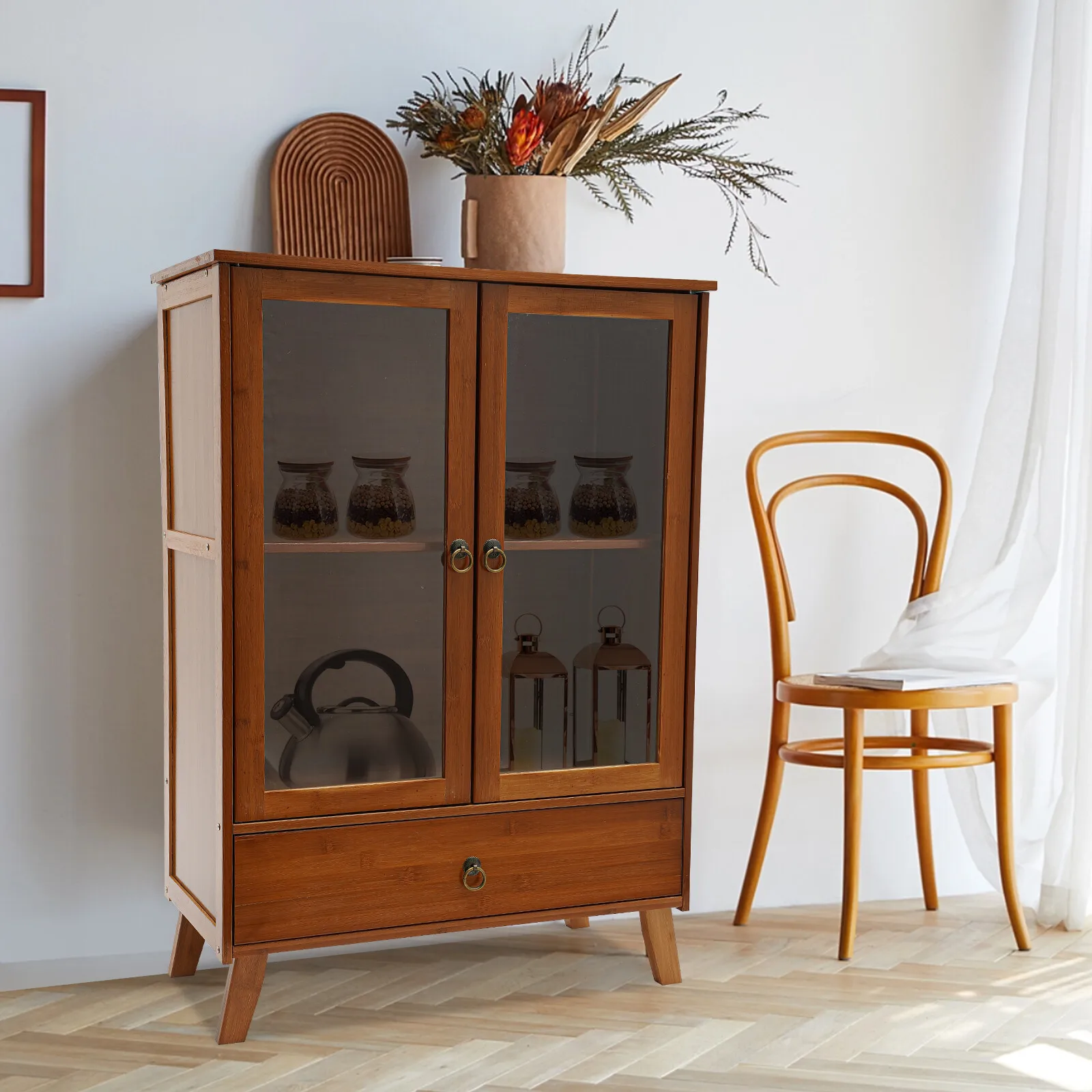 

60*29*85.5cm Retro Sideboard Buffet Storage Cabinet With Drawer Cupboard Kitchen Living Room Cabinet