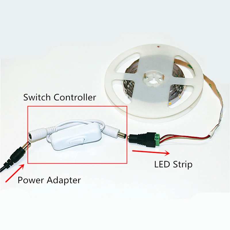 Fil de connecteur d'alimentation pour interrupteur marche/arrêt mâle femelle DC 12V, pour bande lumineuse LED, 5.5x2.1mm, câble de commutation