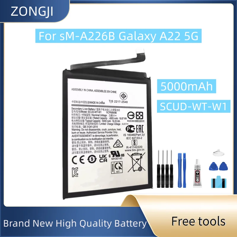 

New Battery SCUD-WT-W1 5000mAh For Galaxy A22 5G SM-A226B SMA226B Mobile Phone Battery + Free Tools