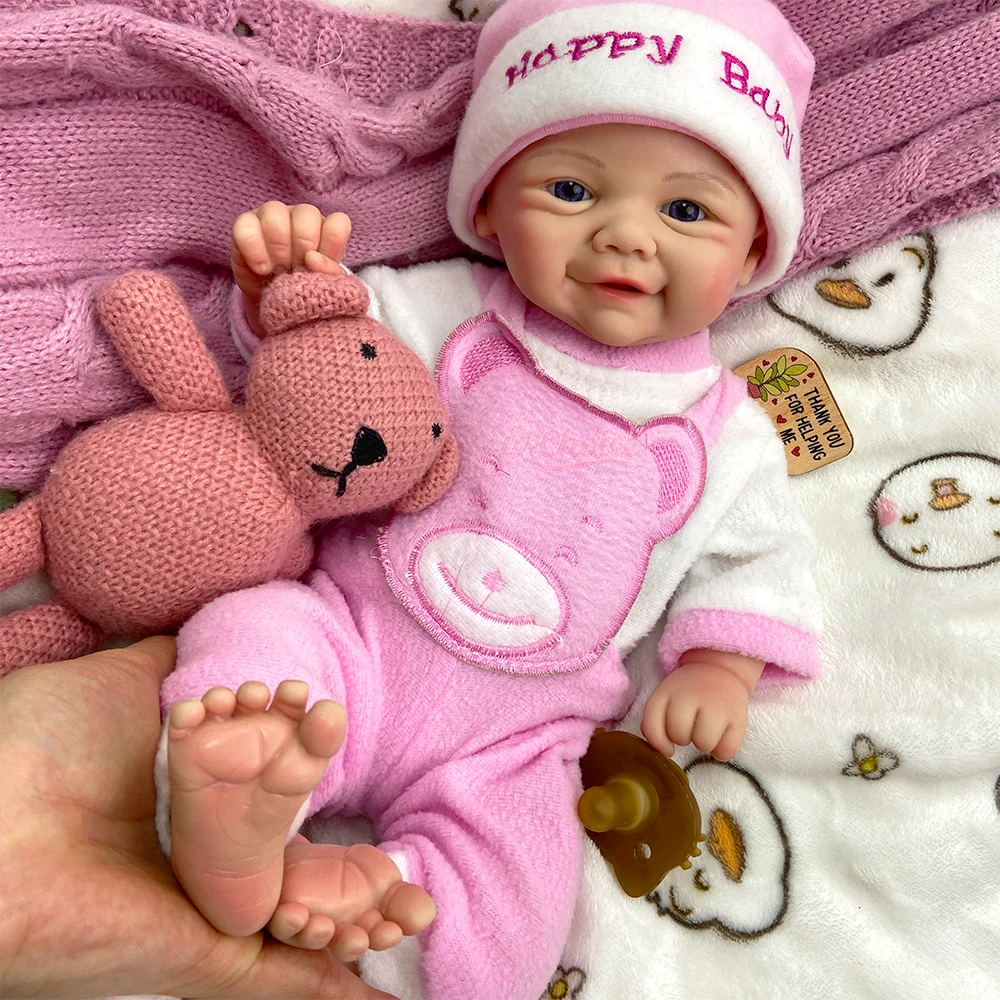 

43cm Cute Doll Lifelike Baby Girl Vivienne Silicone Reborn Baby 3D Skin Painted Weighted Doll for Grandma Birthday Gift