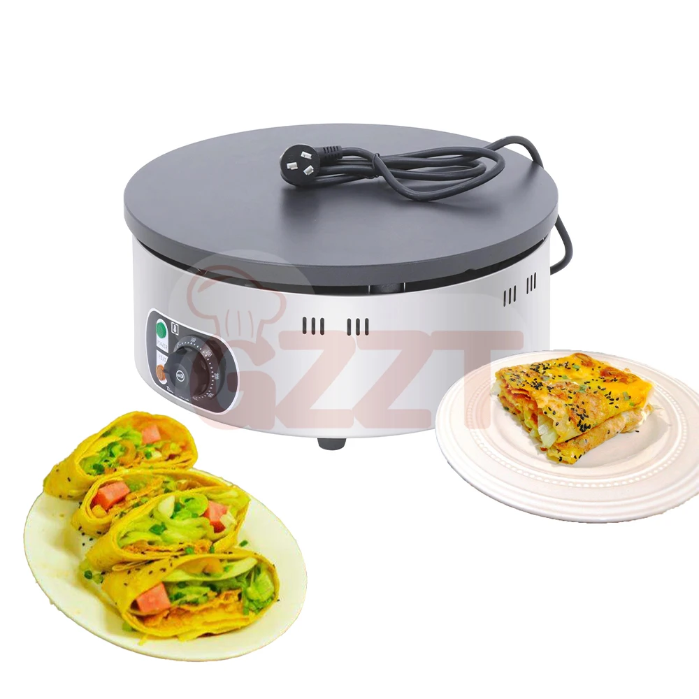 Commercial Chinese Pancake Cake Making Machine Non-Stick Stainless Steel Single Plate 110V Commercial Electric Crepe Maker