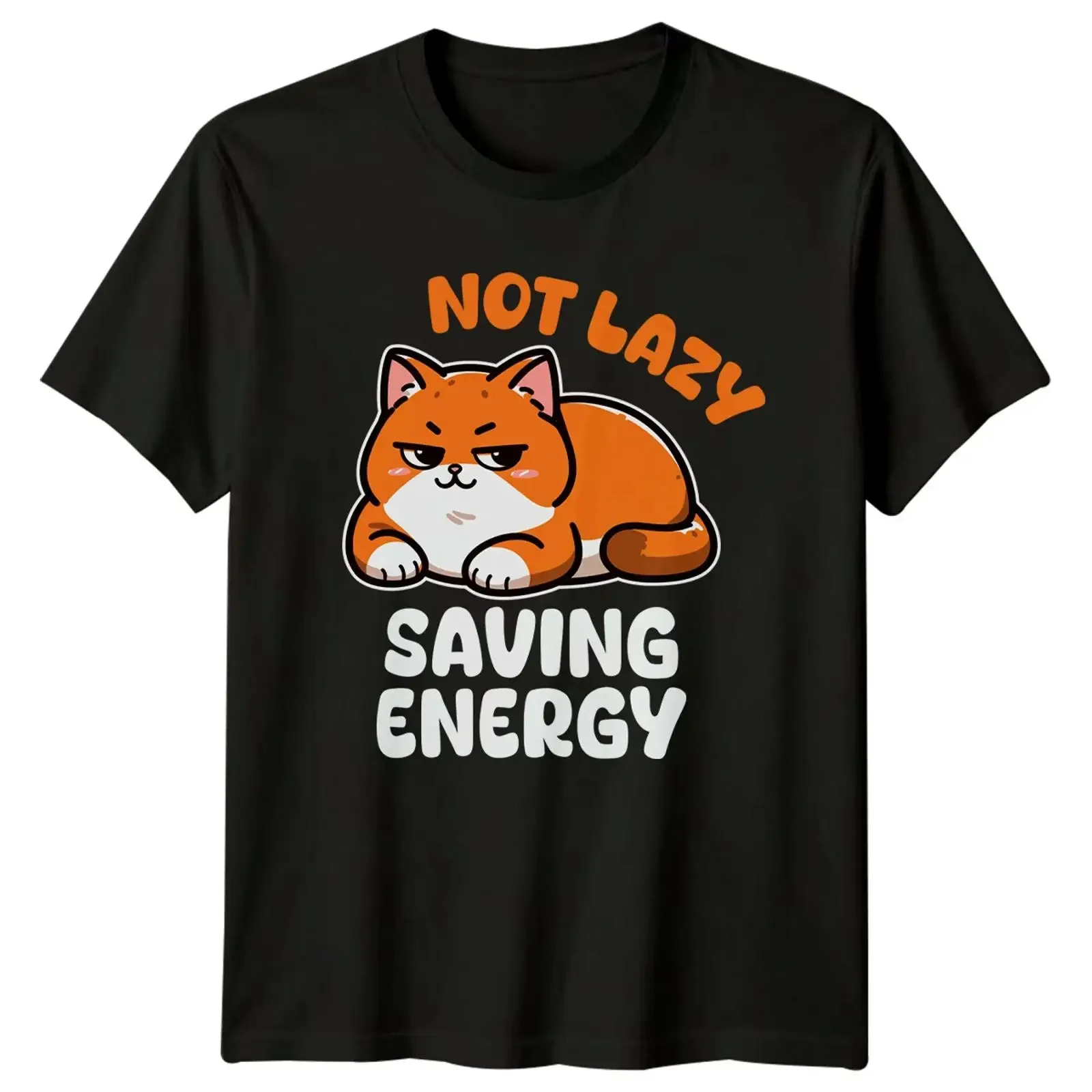 Funny T shirt Not Fazy Energy Saving Cat Nap Lover Image 1 of 4 vintage Washed Breathable Stylish Casual Top For Everyday Wear