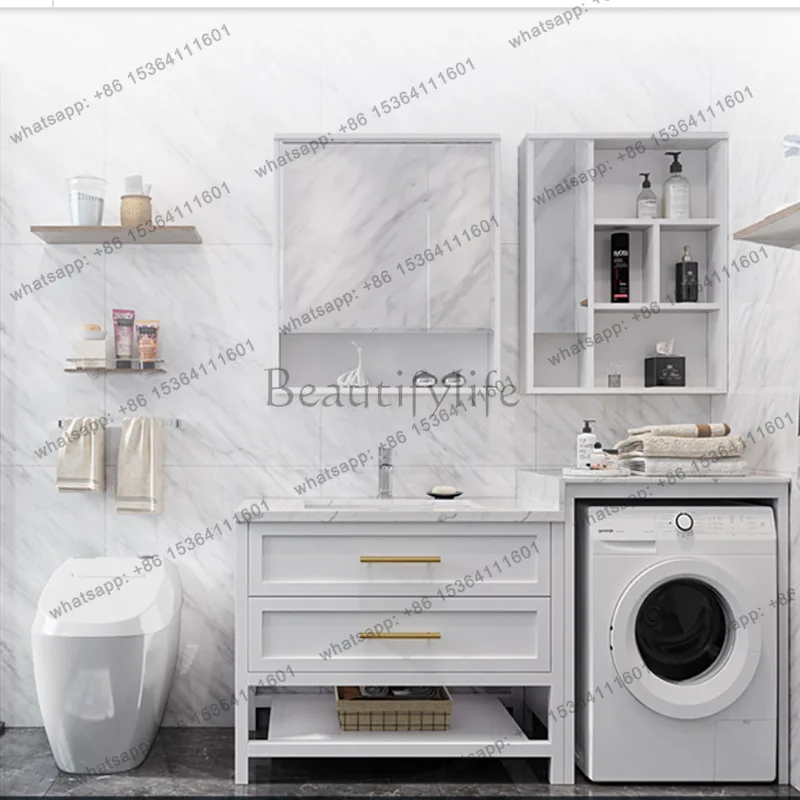 

Smart mirror cabinet simple light luxury Nordic bathroom cabinet combination