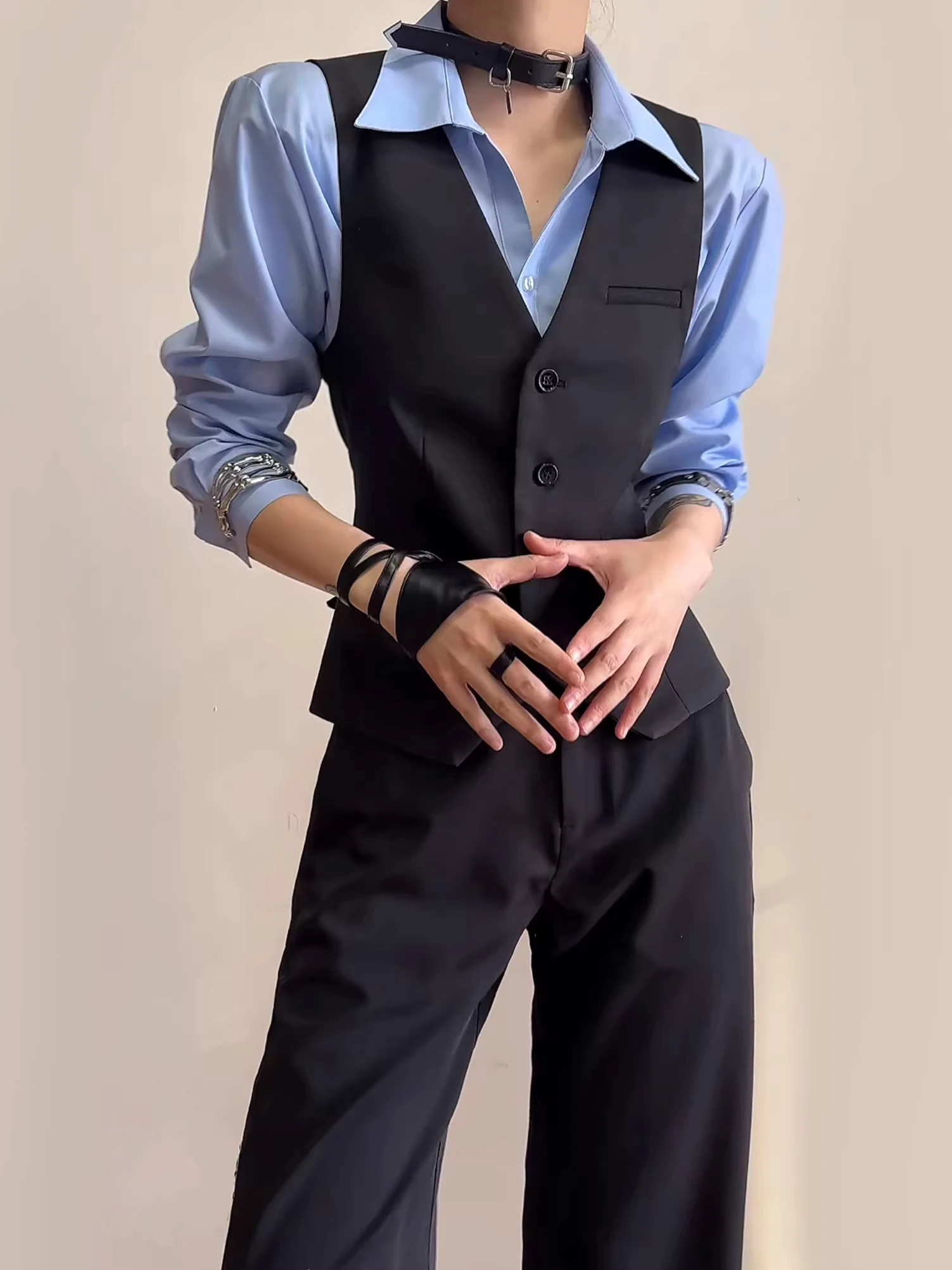 Casual Men's Vest Jacket Waist-Cinching Slim Fit Single-Button Dress Vest Smart Cool Standard Fit Polyester V-Neck All Seasons