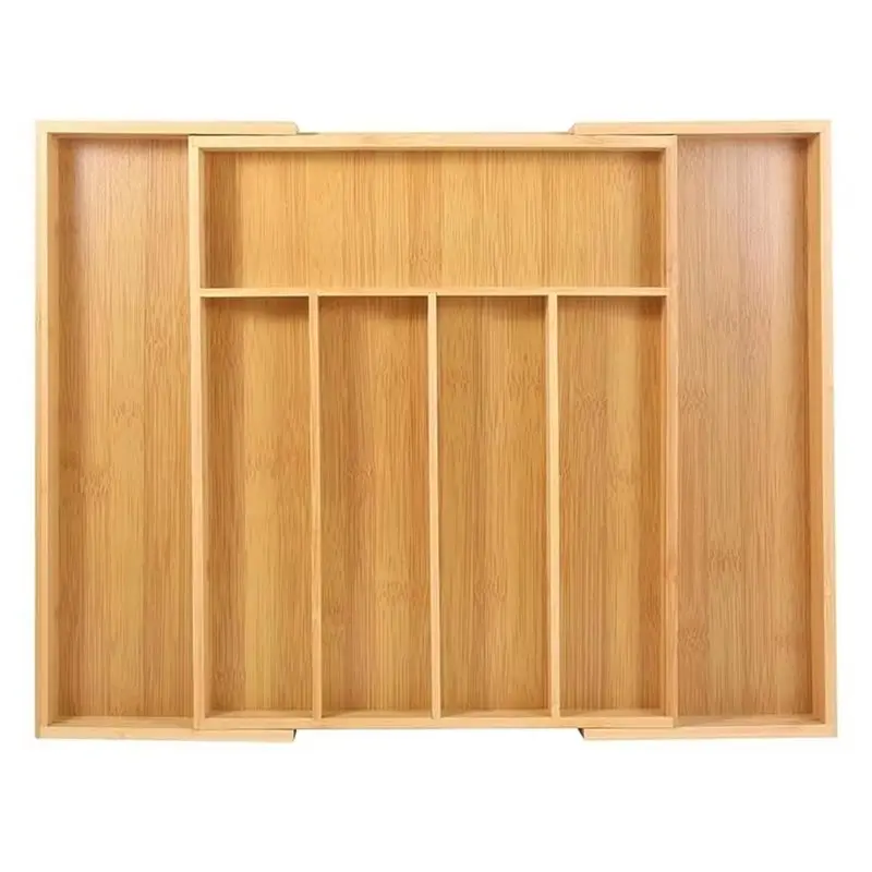 

【PRICE-DROP!】Wooden Adjustable Bamboo Utensil Drawer Organizer Flatware Cutlery Divider Tray Expander Natural Cabinet Storage