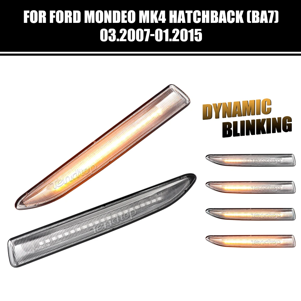 Smoked/Crystal/Chrome Dynamic LED Side Marker Light Turn Signal Lamp For Ford Mondeo Mk4 Hatchback Saloon Estate (BA7) 2007-2015