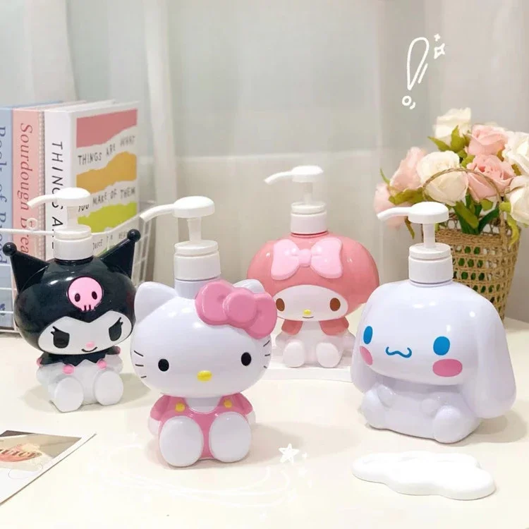 Sanrio Hello Kitty Lotion Bottle Cartoon Kt Model Shower Gel Refill Press Bottle Cartoon Children\'s Hand Sanitizer Press Bottle