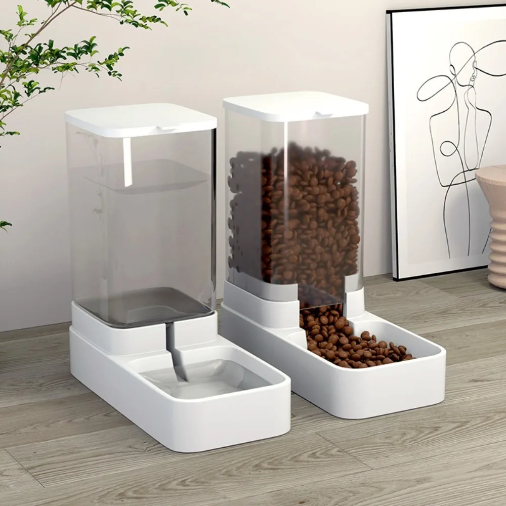 

New Large Capacity Automatic Dog Cat Feeding Transparent Dispenser Container Pet Food Storage Puppy Kitten Accessories