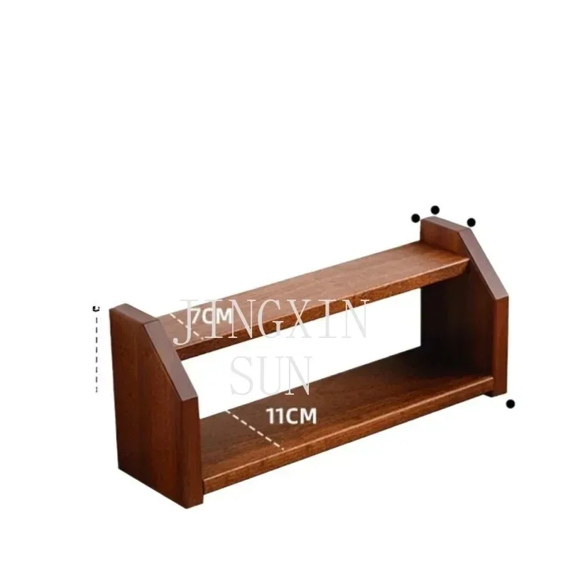 Solid Wood Cup Holder Multi-Tier Desktop Organizer for Coffee Mugs & Tea Cups Countertop Display Shelf with Storage Space-Saving