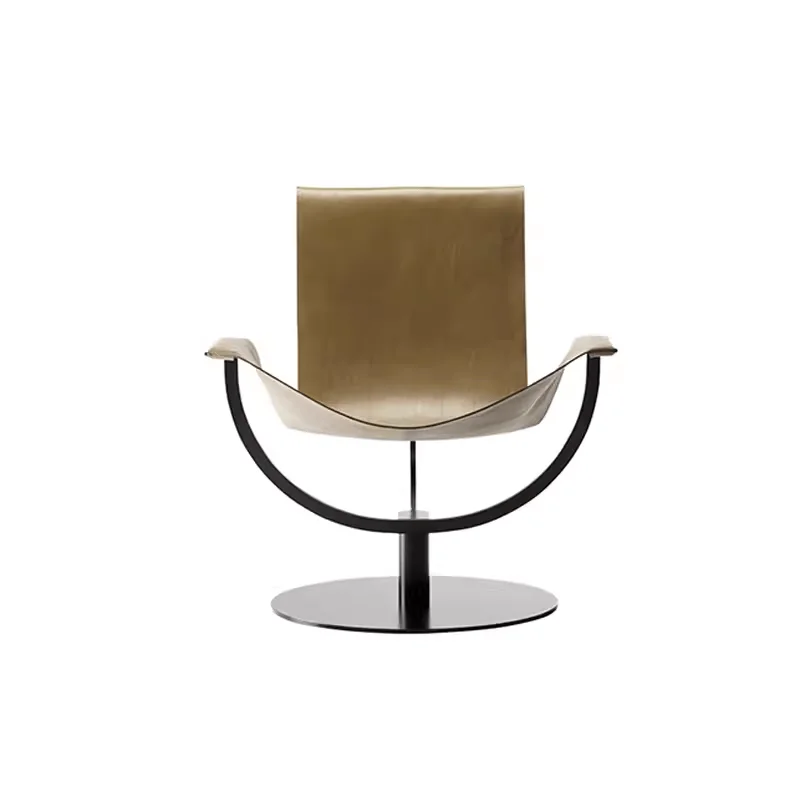 

Creative metal leather single chair villa living room home simple backrest leisure chair