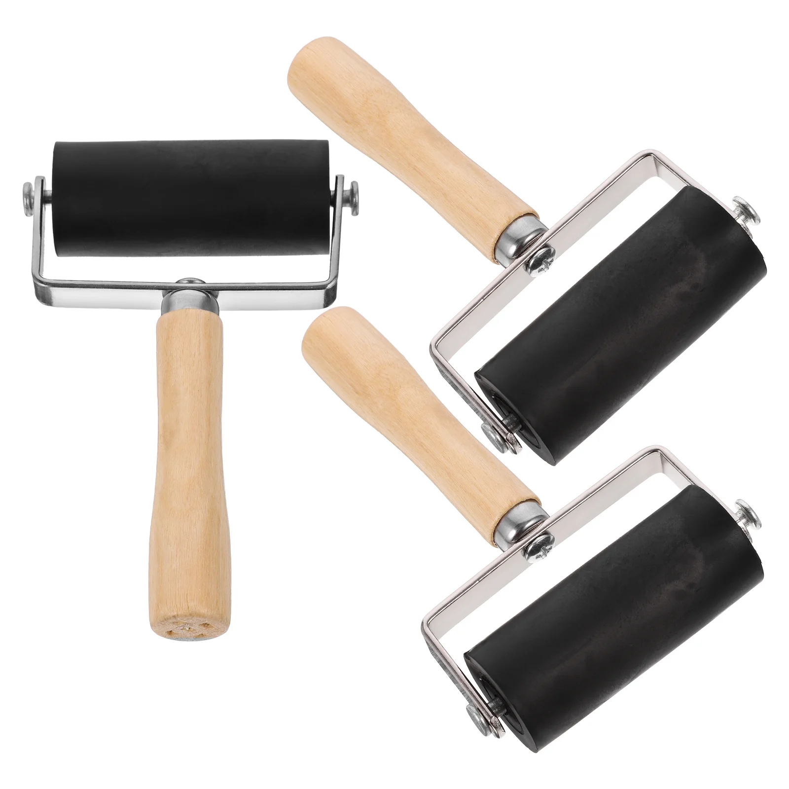 3Pcs Rubber Printmaking Rollers for Ink Rubbing Stamping Craft and DIY Art Supplies Rollers for Crafting