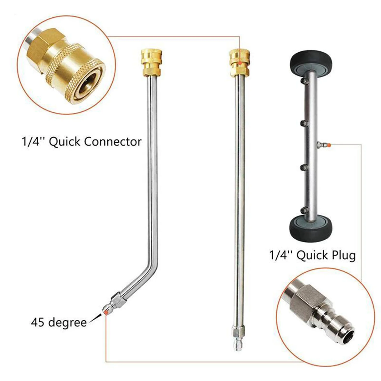 Limpiador de Chasis de coche de alta presión, limpiador de chasis, escoba de agua, Kit para conector de 1/4 \