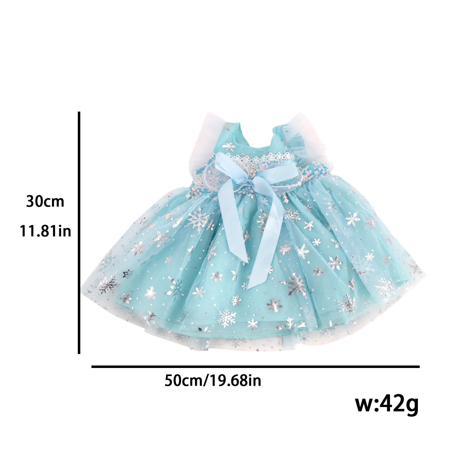 22 Inch Reborn Doll Blue Snow Flower Bowknot Dress Cute Mini Skirt For 55cm New Baby Girl Dolls Toy Girl's Gift