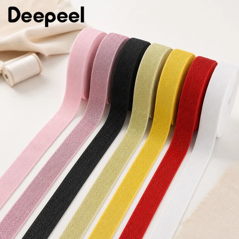 5/10M 25-40mm Nylon Elastic Band Metallic Stripe Stretch Webbing for DIY Waistband Belt Cuff Garment