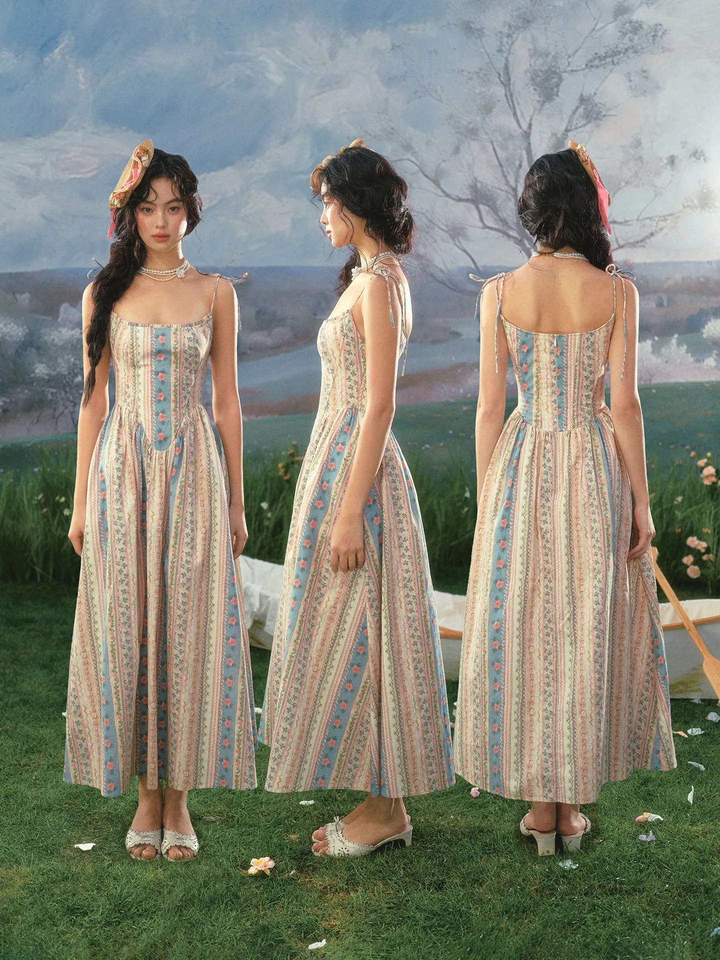 TIYIHAILEY Summer Women Dress Sleeveless Long Maxi Ladies XS-XL Vintage High Waist Printed Spaghetti Strap Camisole Dresses