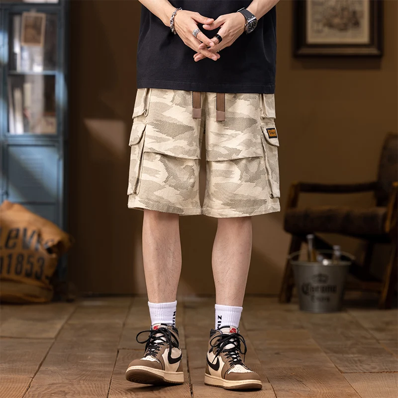 2024 New American Work Shorts Men's Summer Loose Casual Sports Pants mens plus size shorts for men  cargo shorts