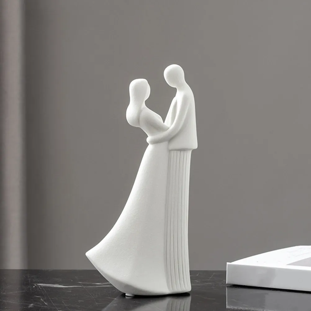 

Elegant Ceramic Couple Sculpture Lover Statue Minimalist Home Decor Ornament for Table Mantelpiece Shelf Bedroom Living Room