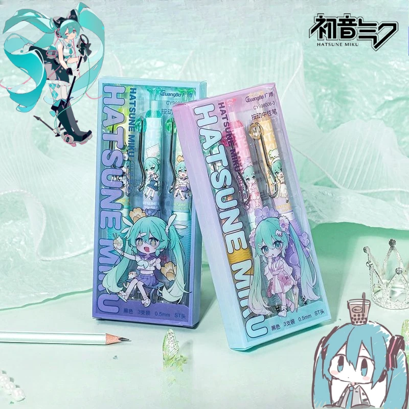 

New Hatsune Miku Stationery anime Kawaii Press Neutral Pen Student Cartoon Writing Pen Cute School Supplies Holiday Gift