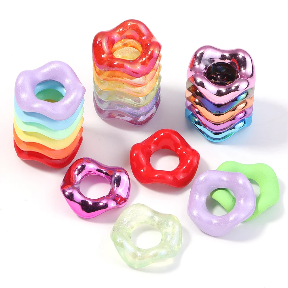20pcs 16mm Candy Color Acrylic Beads Colorful Doughnut Loose Beads For DIY Jewelry Making Bracelet Phone Chain Keychain Supplies image 2