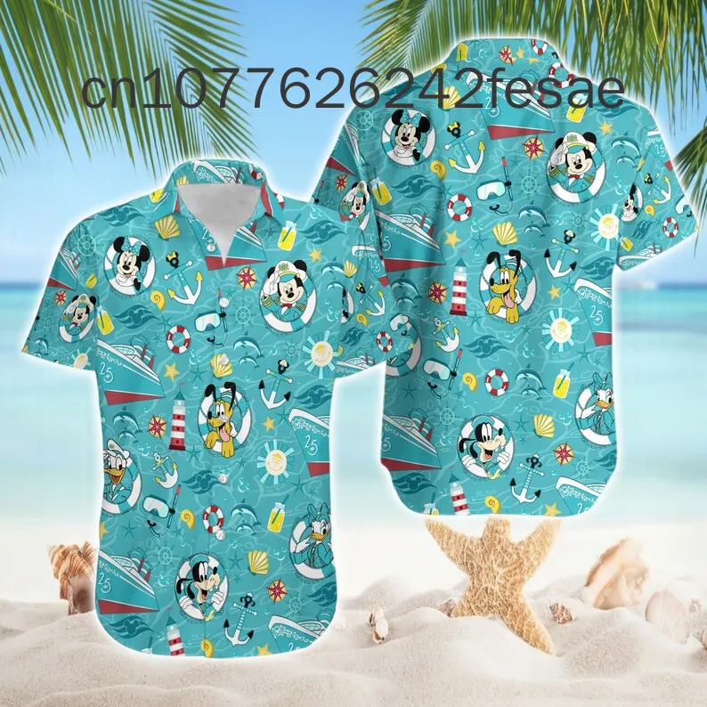 

2024 New Mickey and Friends Cruise Hawaiian Shirt Men's Women's Shirt Disney Hawaiian Shirt Mickey Minnie Beach Hawaiian Shirt