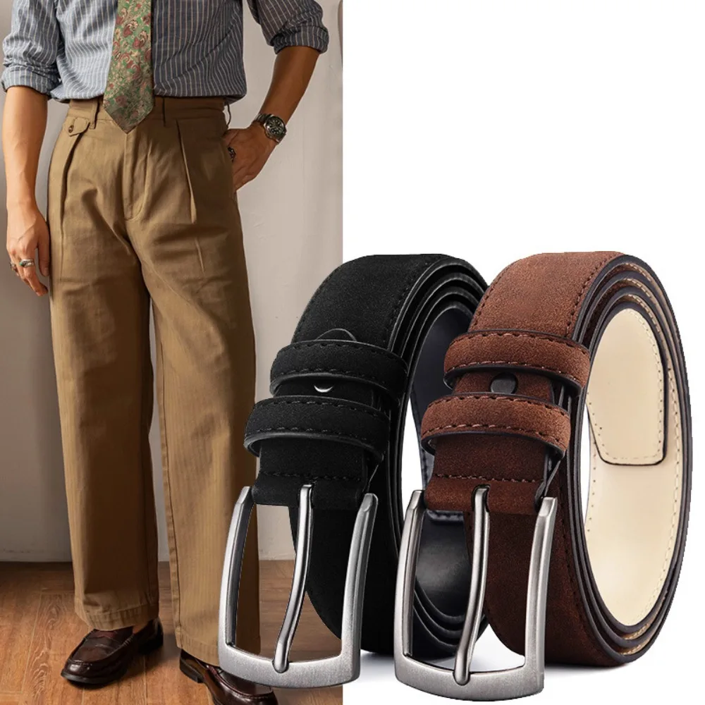 Fashion Retro Men's Suede Belt Leisure Waistband Leather Belt Men Adjustable Jeans Girdle Pants Accessories Student