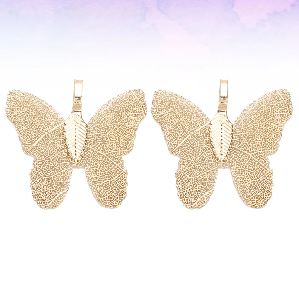 

2Pcs Leaf Butterfly Copper Pendant Creative Handmade Pendant for Necklace Bracelet Jewelry DIY Gift Necklace for Women