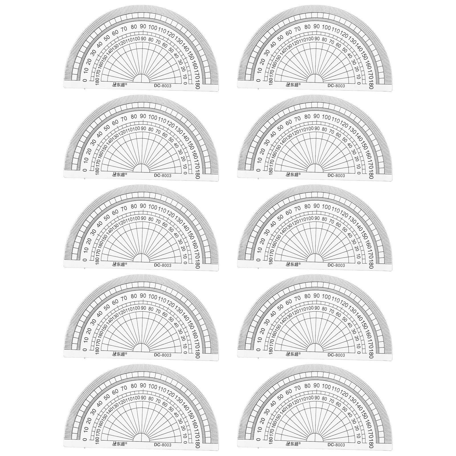 20 шт., линейка-транспортир, 180 градусов