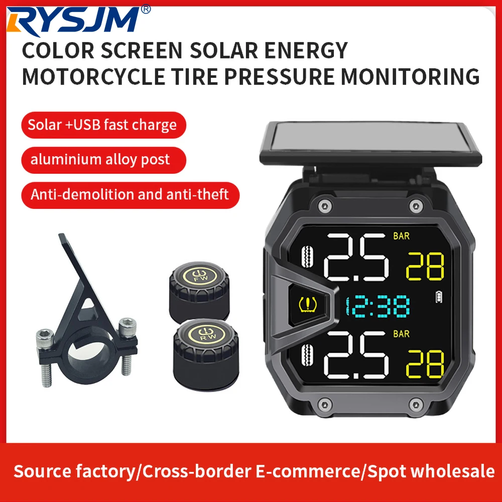 Motorcycle TPMS IP67 Waterproof Solar Charging Power 400mAh Wireless Real-Time Tire Pressure Detector Trye Monitor Cycling Tools