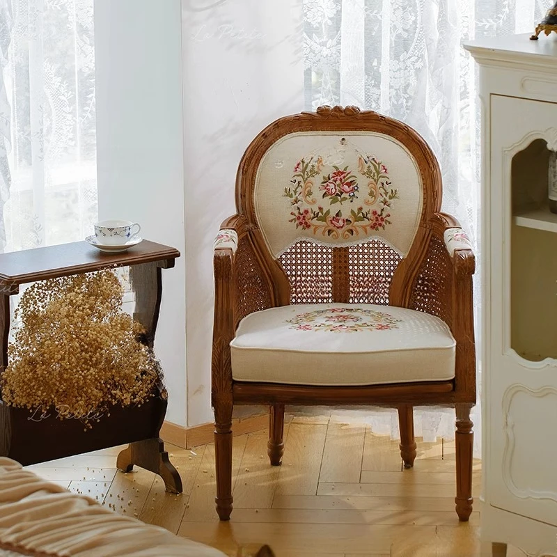 Retro casual sofa chair living room bedroom antique single sofa afternoon tea chair High Quality