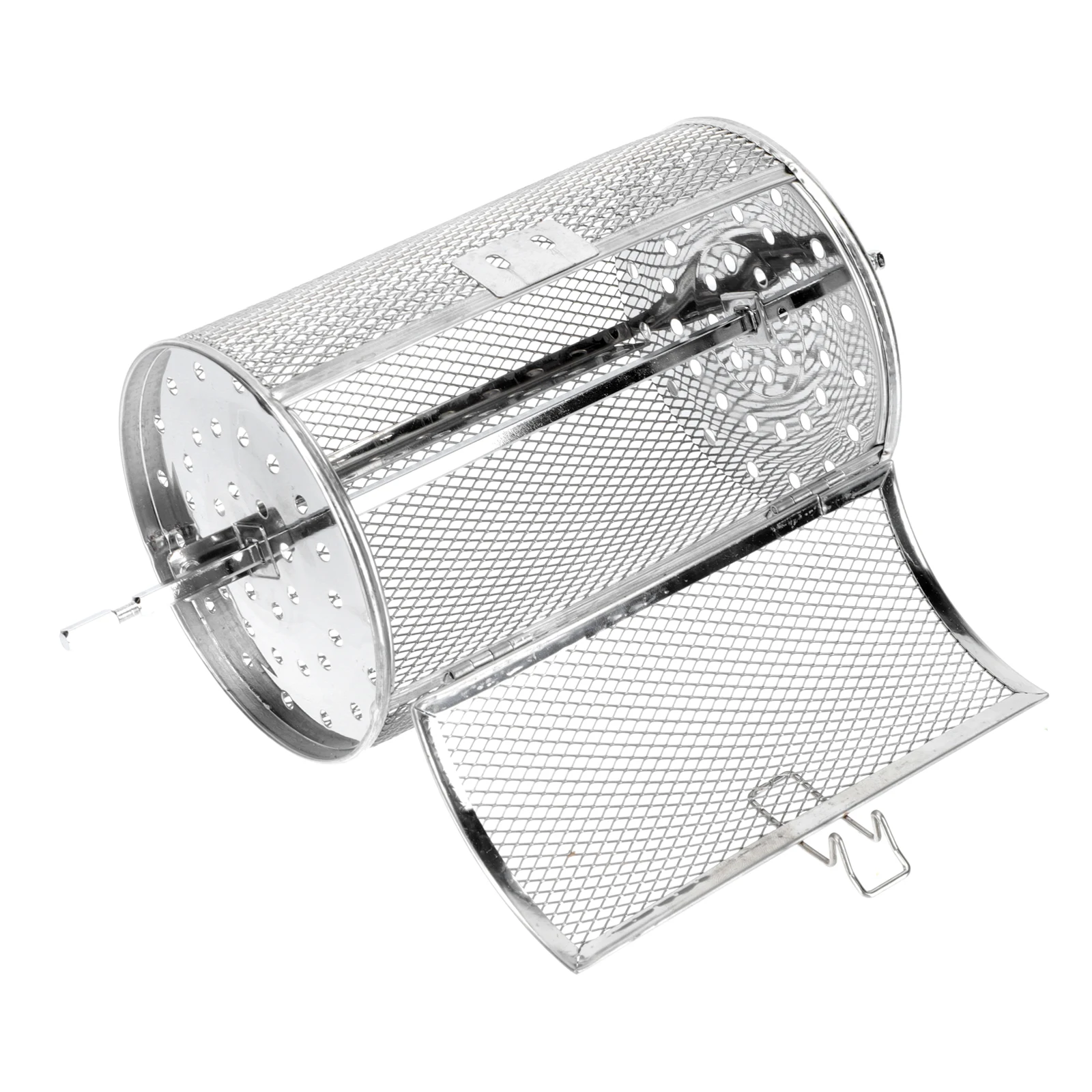 

1set Rotating Roasting Cage 12x18cm Baking Tray 28cm Shaft Stainless Steel Grill Basket Nut Roaster Kitchen Tool BBQ Accessories